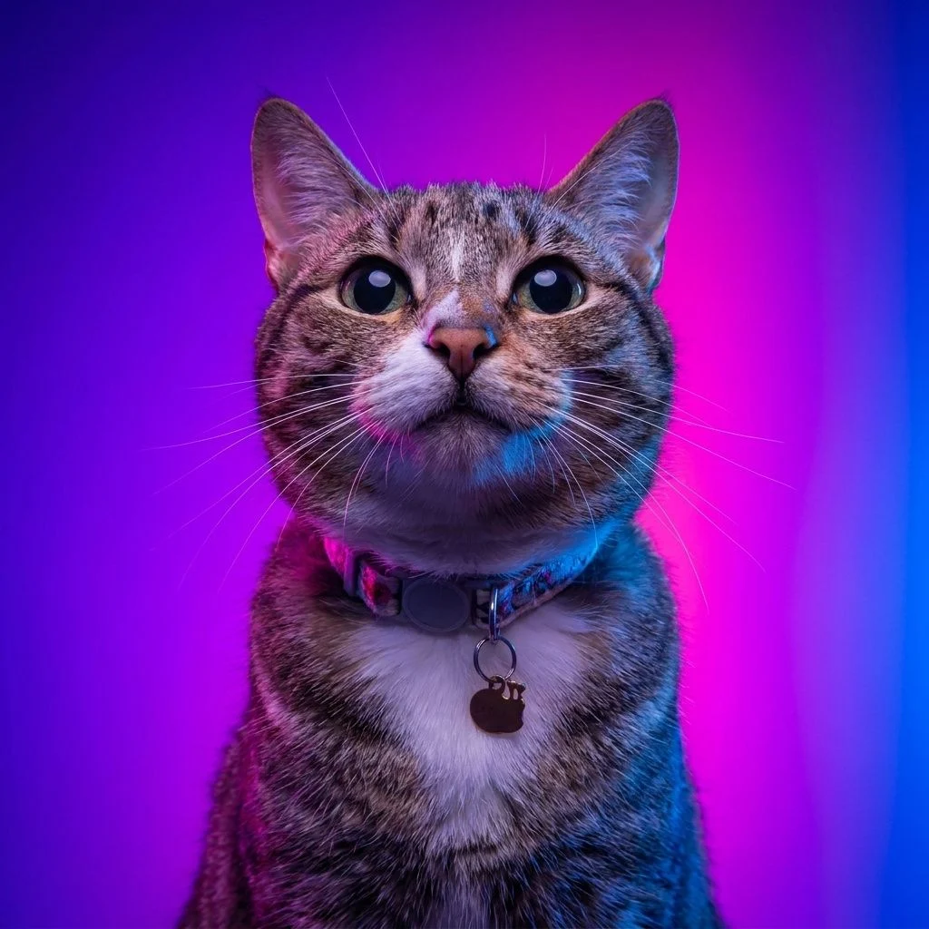 Neon Gradient — Studio Cat subject